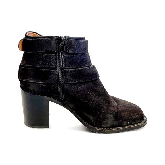 Jeffrey Campbell 3 buckle Rayburn Black Nubuck Ankle Boot Size 7.5 - Picture 8 of 15
